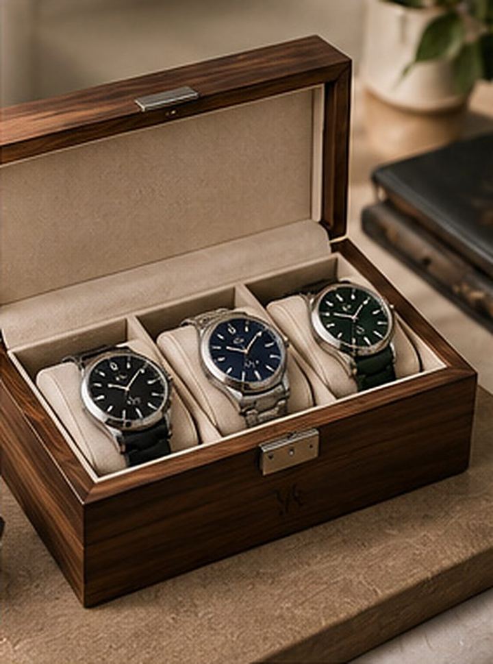 Uhrenbox Walnuss für 6 Uhren